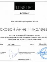 Сертификат Моховой Анны Николаевной